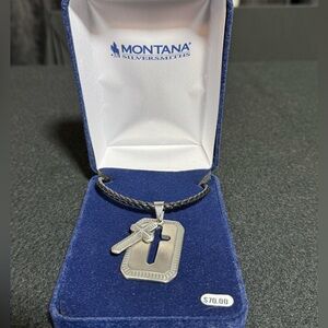 Montana Silversmiths Silver and Black Cross Pendant Necklace